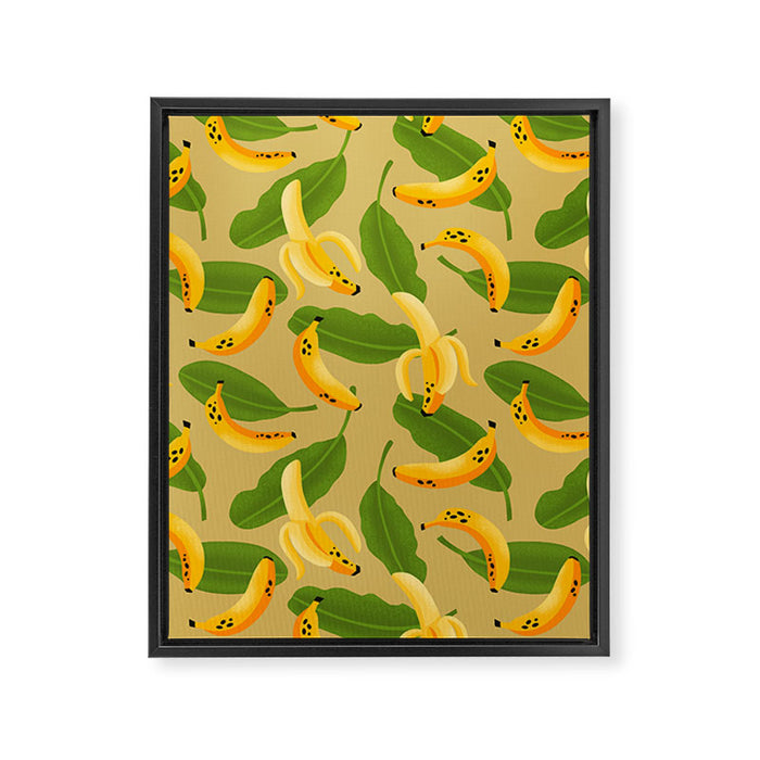 Banana Pattern on Tan Framed Canvas Print Gallery Image 1