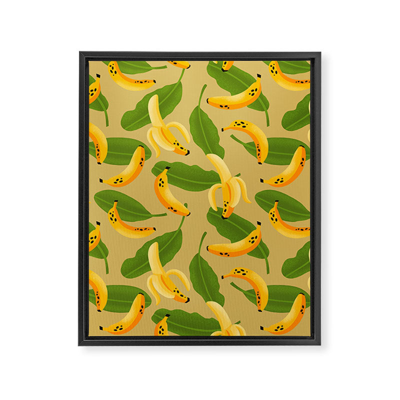 Banana Pattern on Tan Framed Canvas Print Gallery Image 8