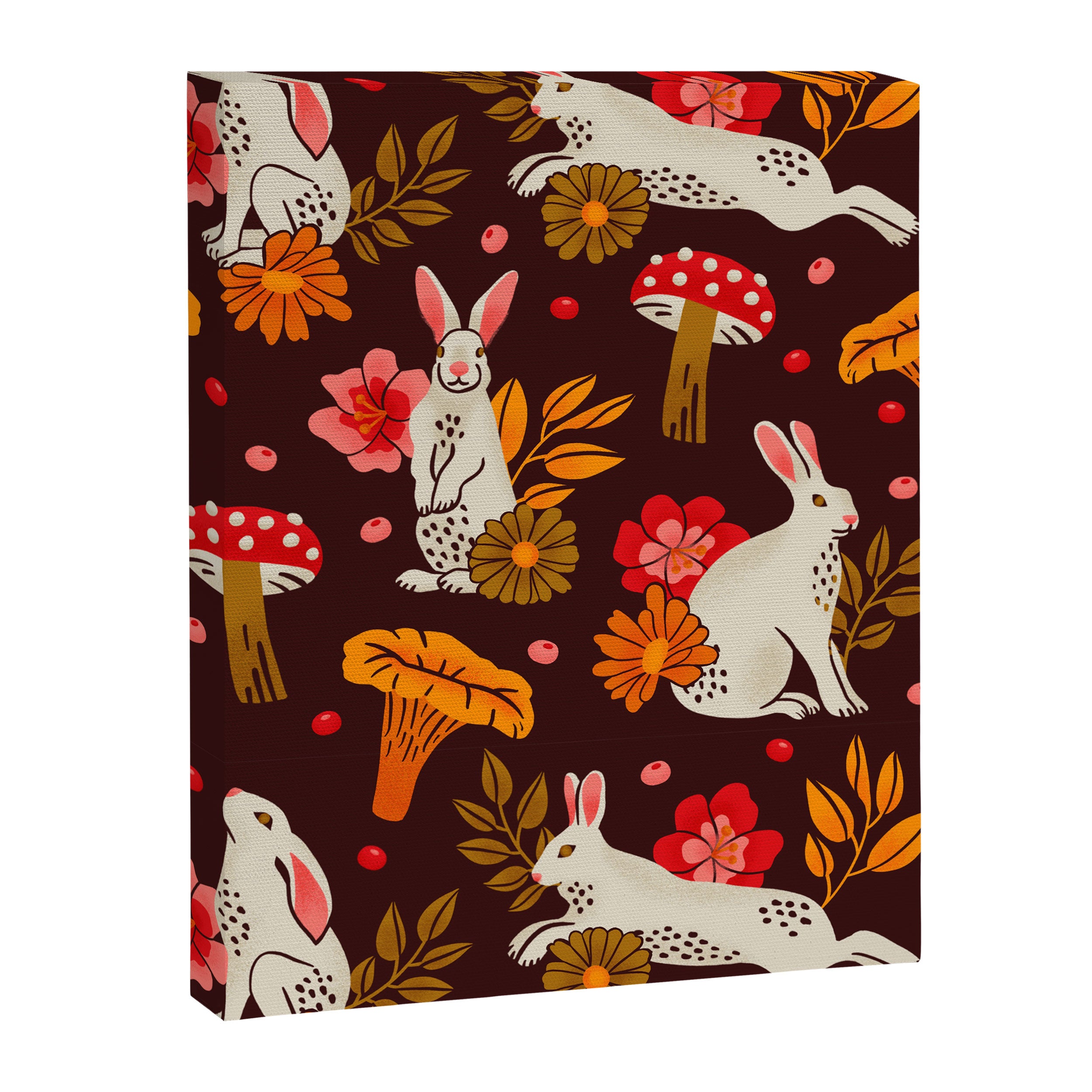 Bunnies and Shrooms Pattern Canvas Print Gallery Image 8