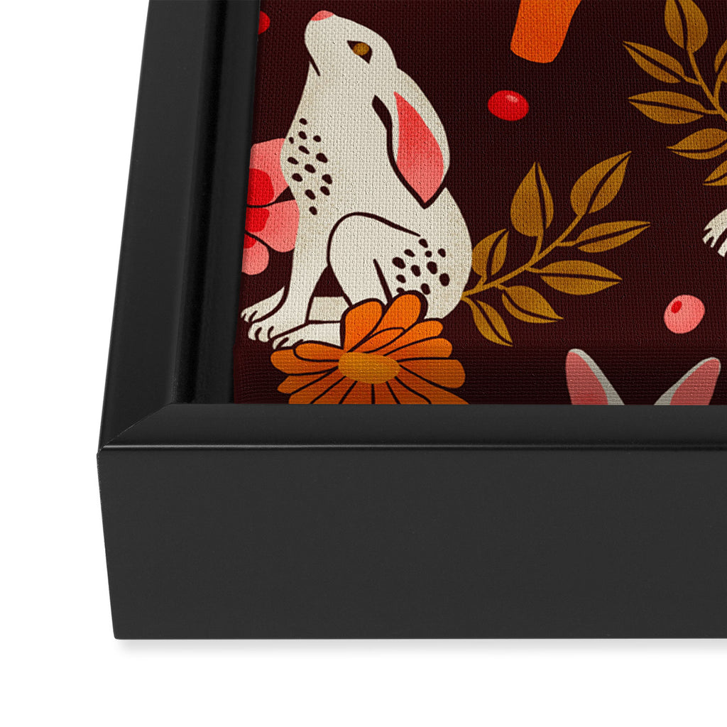 Bunnies and Shrooms Pattern Framed Canvas Print Gallery Image 3