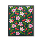 Cherry Pattern on Dark Teal Framed Canvas Print Gallery Image 8