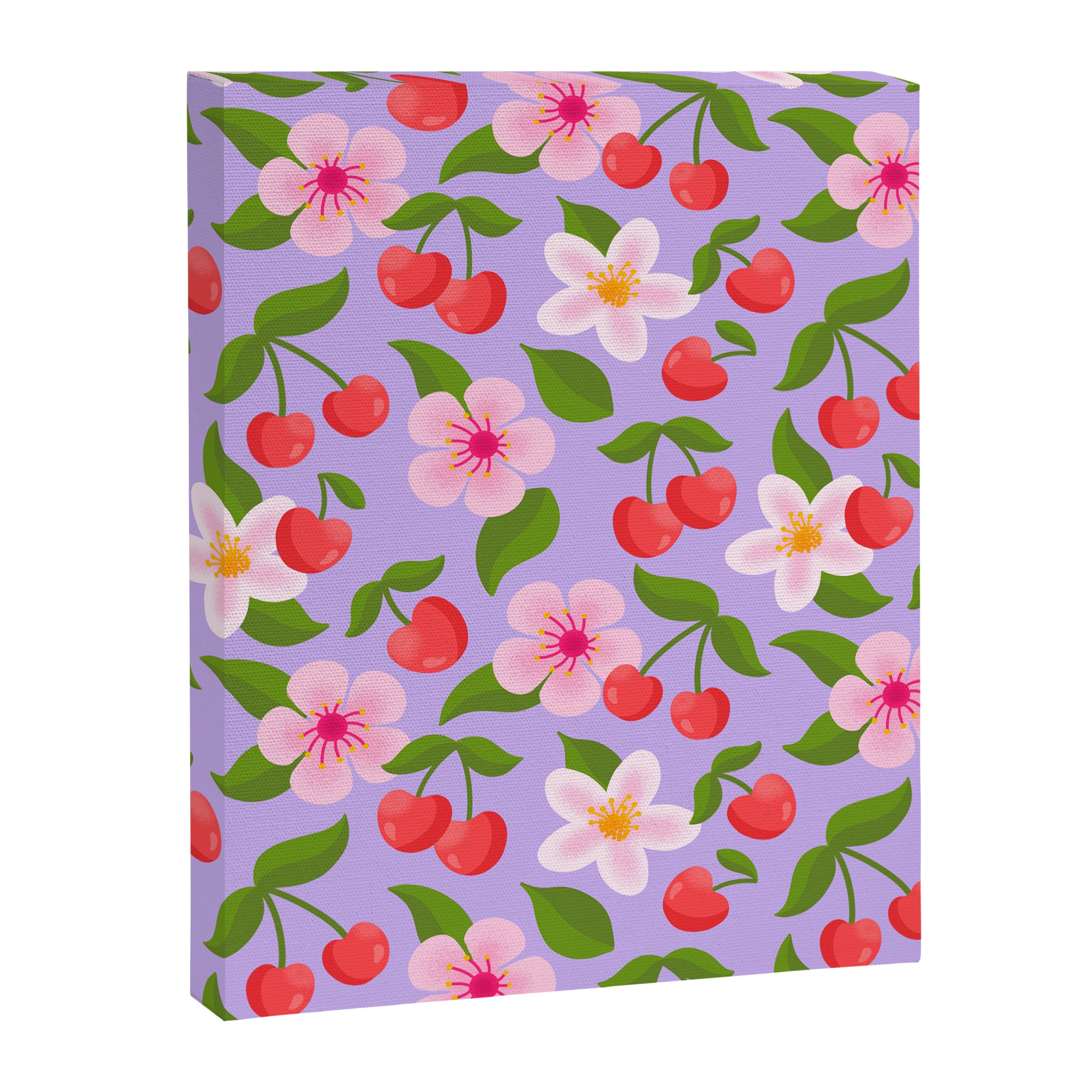 Cherry Pattern on Lavender Canvas Print Gallery Image 8