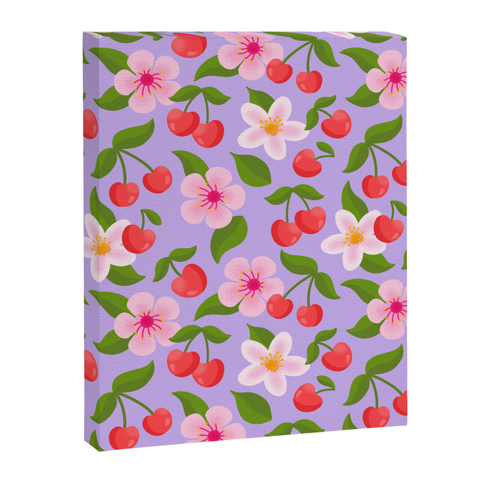 Cherry Pattern on Lavender Canvas Print Gallery Image 1