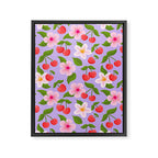 Cherry Pattern on Lavender Framed Canvas Print Gallery Image 8