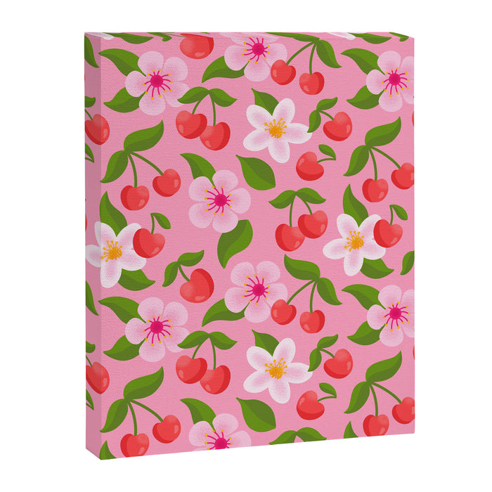 Cherry Pattern on Pink Canvas Print Gallery Image 1