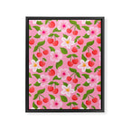 Cherry Pattern on Pink Framed Canvas Print Gallery Image 8