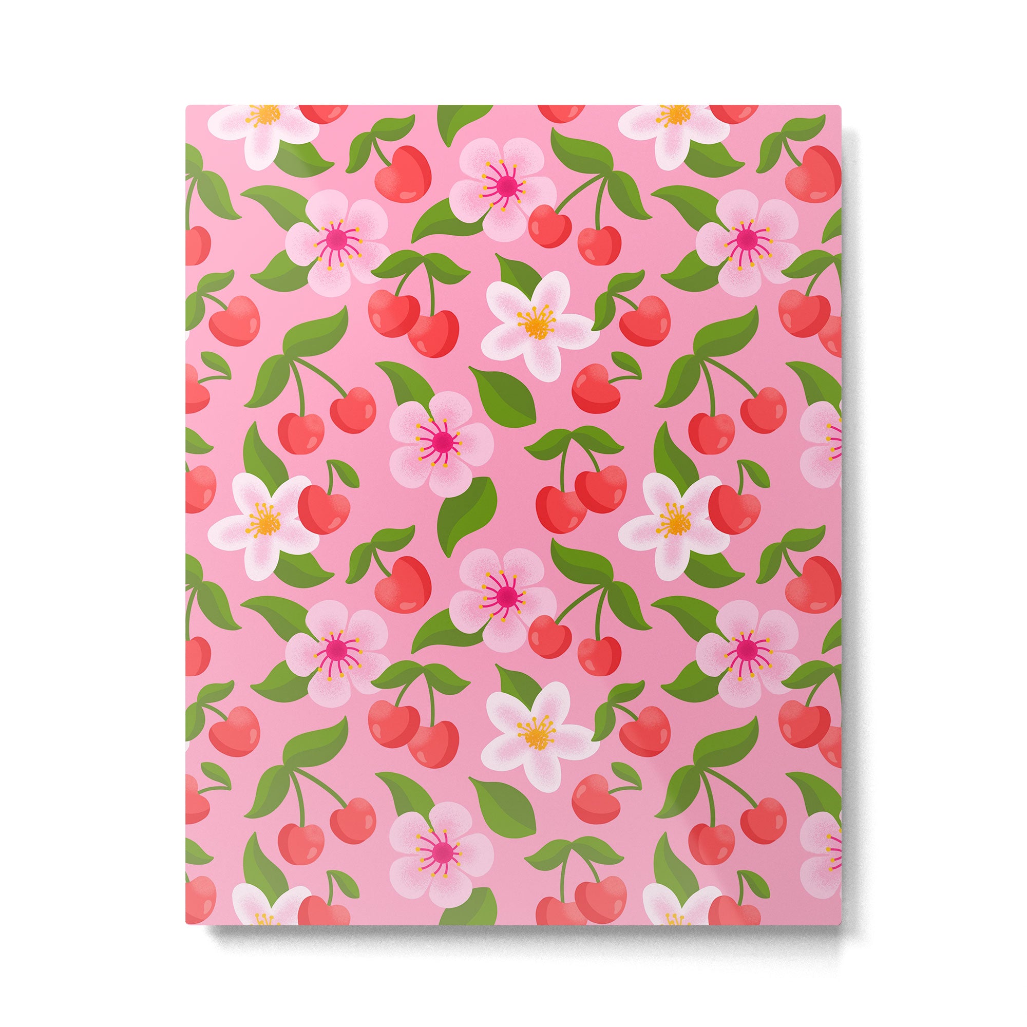 Cherry Pattern on Pink Metal Print Gallery Image 6