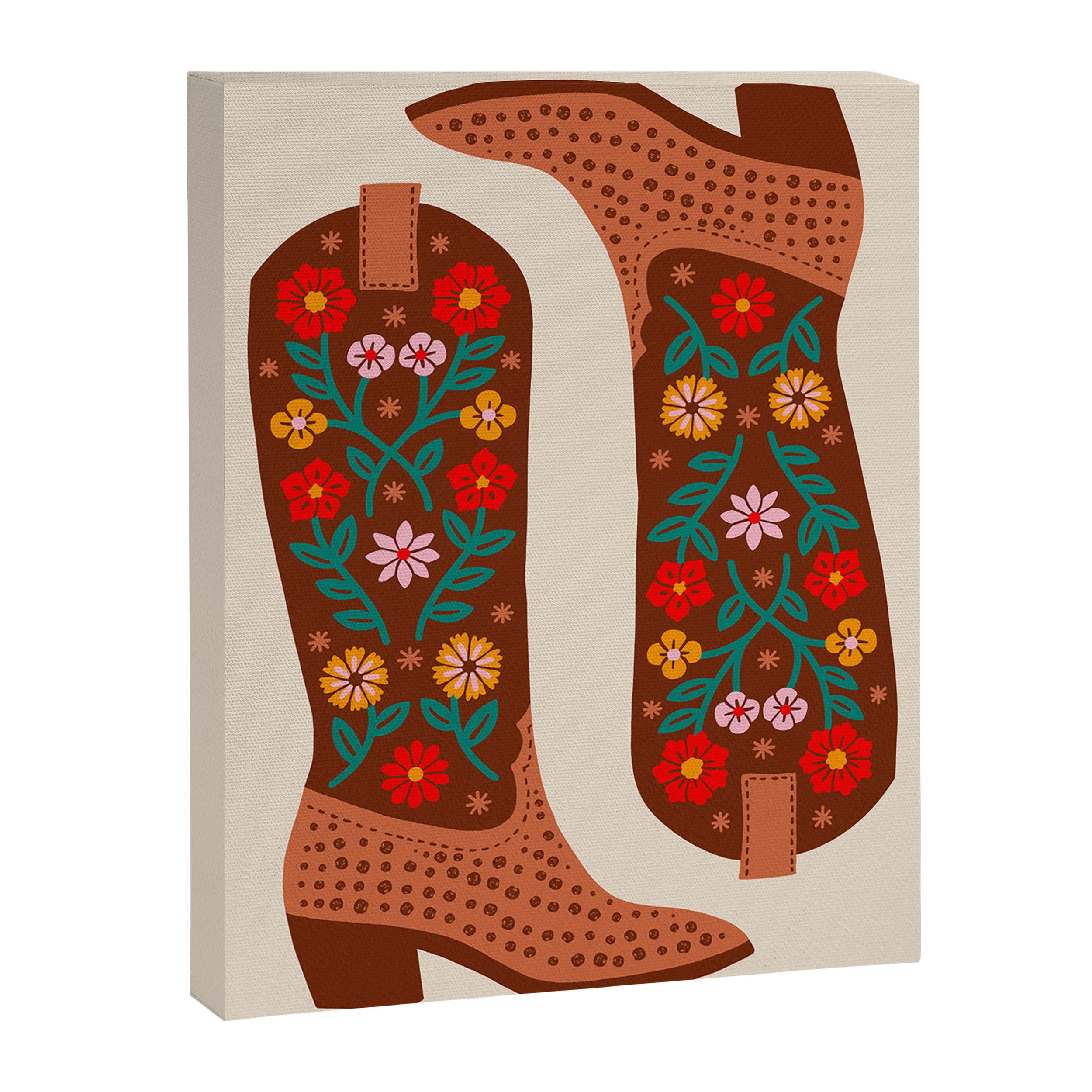 Cowgirl Boots - Bright Multicolor Canvas Print Gallery Image 3