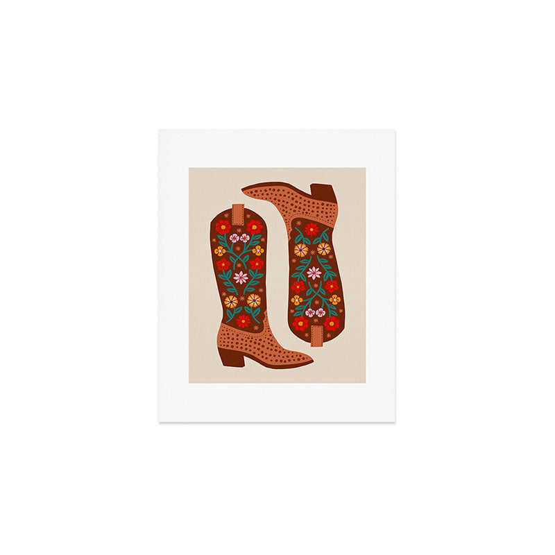 Cowgirl Boots - Bright Multicolor Art Print Gallery Image 1