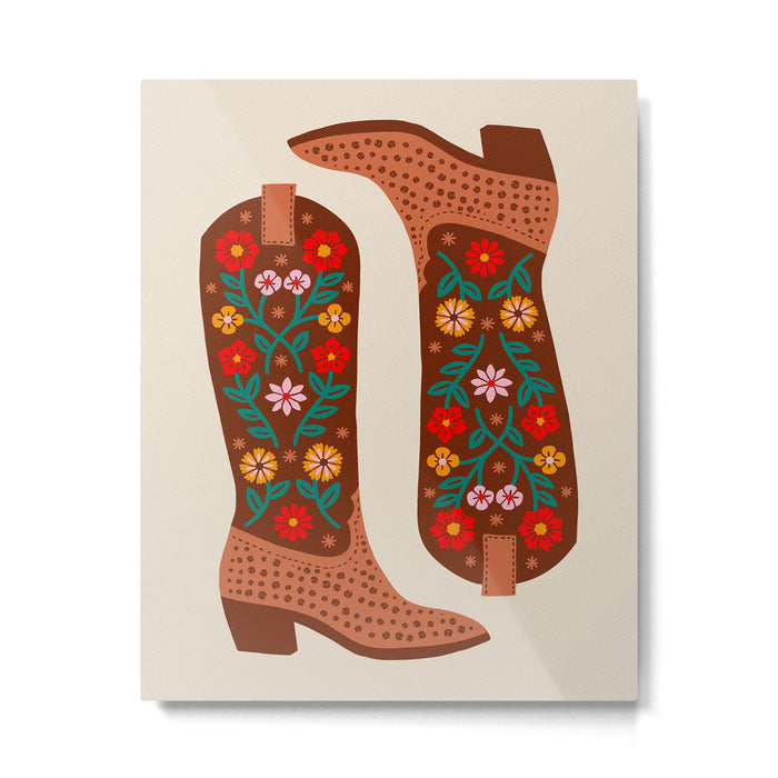 Cowgirl Boots - Bright Multicolor Metal Print Gallery Image 1
