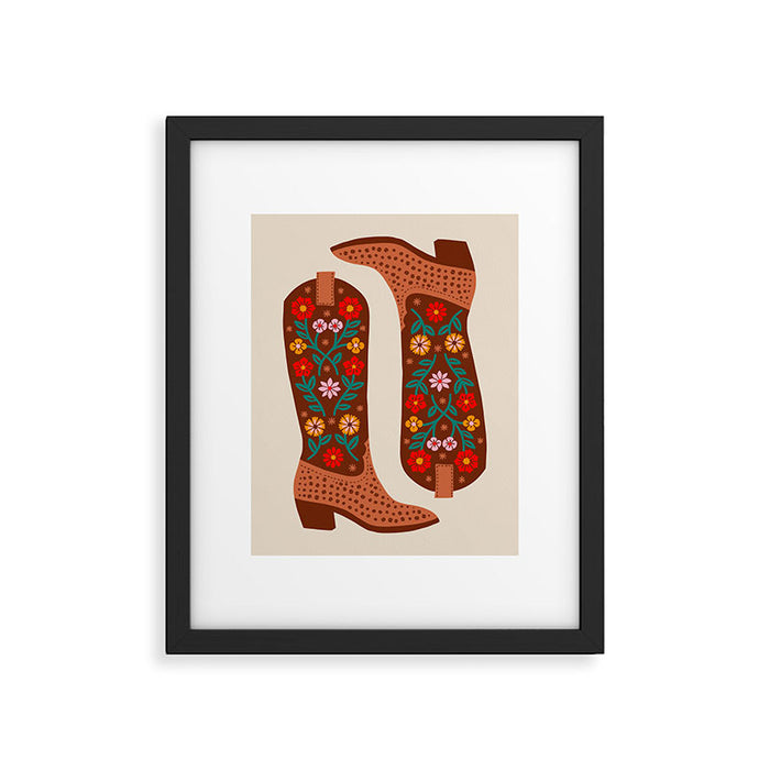 Cowgirl Boots - Bright Multicolor Framed Art Print Gallery Image 1