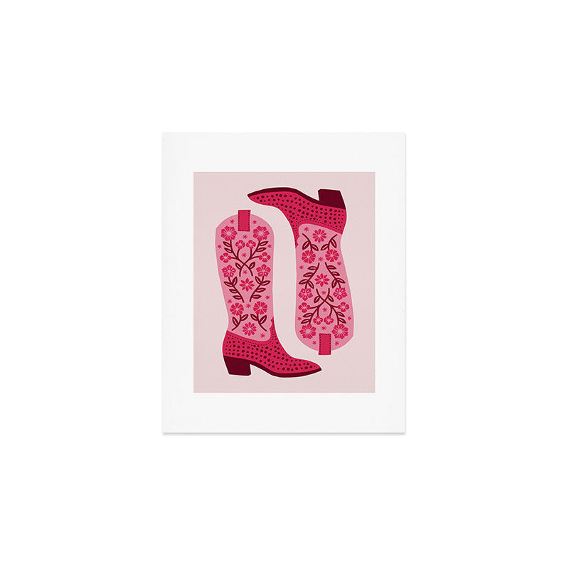Cowgirl Boots - Hot Pink Art Print Gallery Image 1