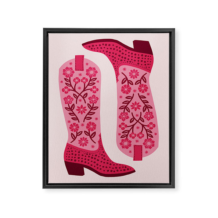 Cowgirl Boots - Hot Pink Framed Canvas Print Gallery Image 1