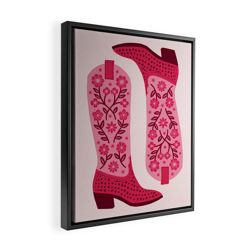 Cowgirl Boots - Hot Pink Framed Canvas Print Gallery Image 2