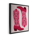 Cowgirl Boots - Hot Pink Framed Canvas Print Gallery Image 2