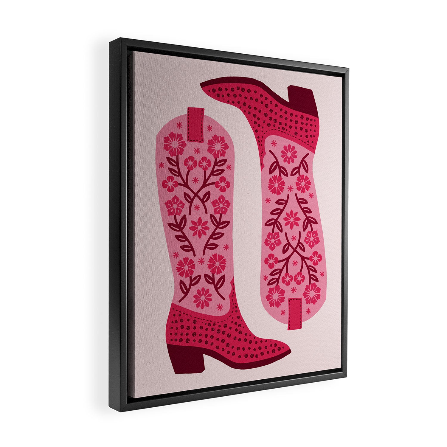 Cowgirl Boots - Hot Pink Framed Canvas Print Gallery Image 2