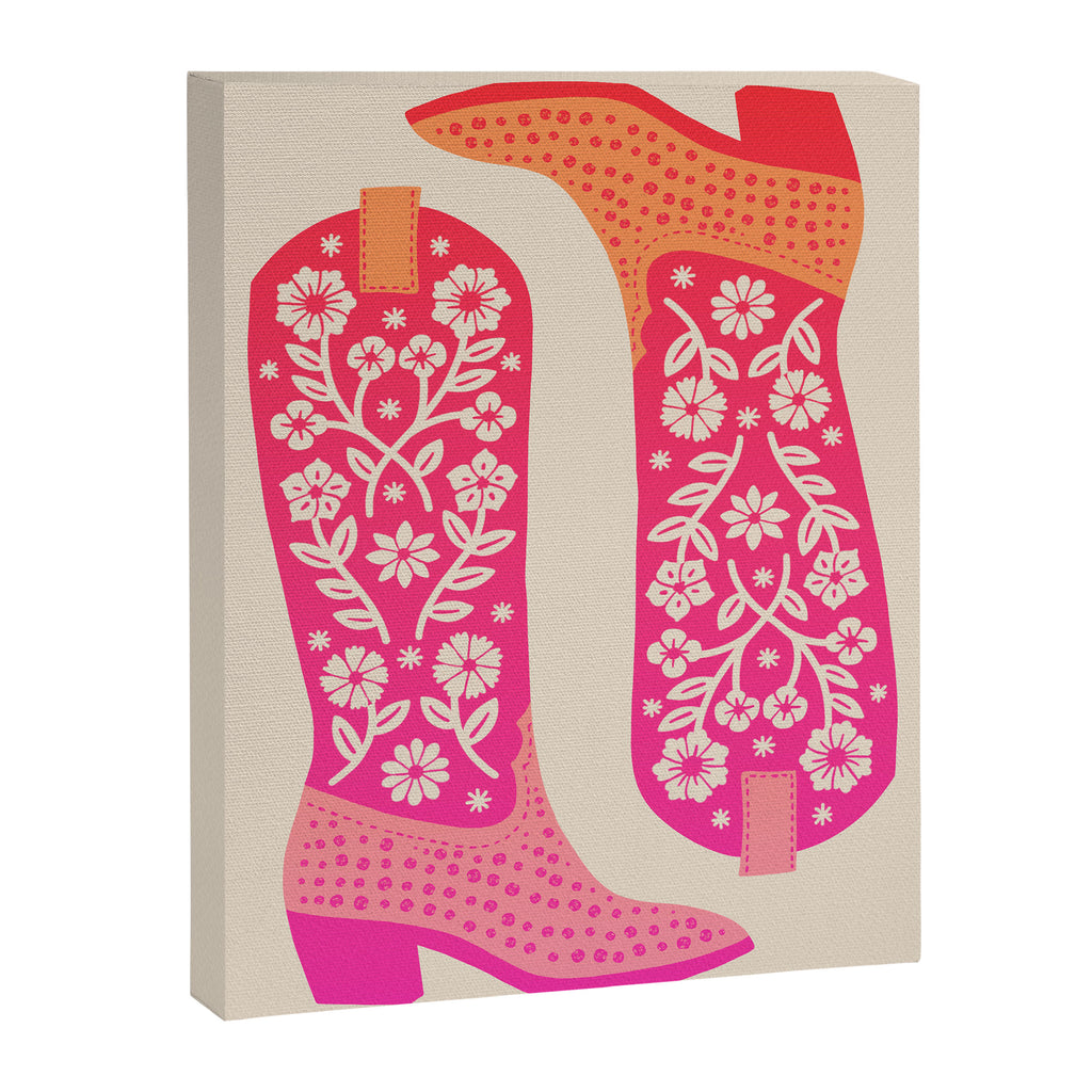 Cowgirl Boots â Hot Pink Ombre Canvas Print Gallery Image 6