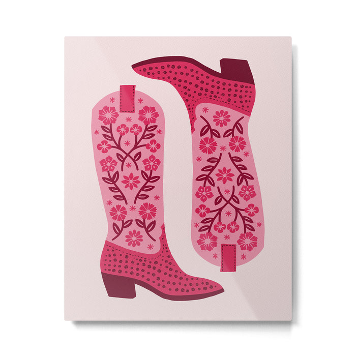 Cowgirl Boots - Hot Pink Metal Print Gallery Image 1