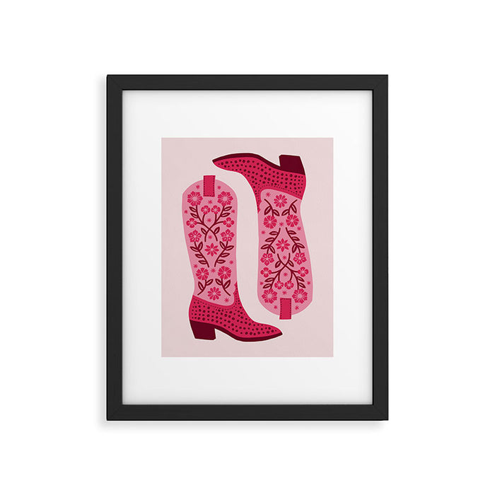 Cowgirl Boots - Hot Pink Framed Art Print Gallery Image 1