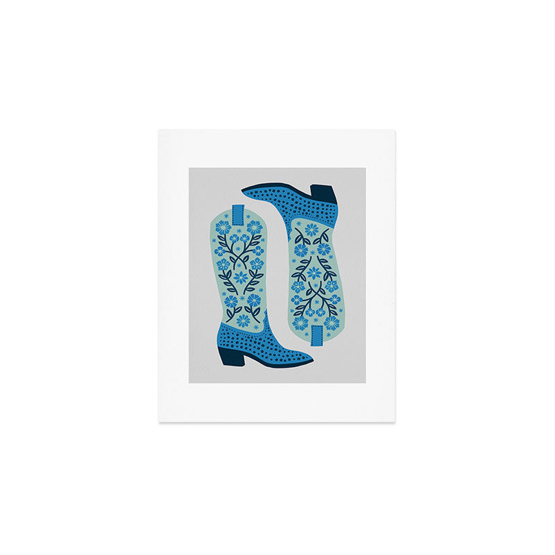 Cowgirl Boots â Mint and Blue Art Print Gallery Image 1