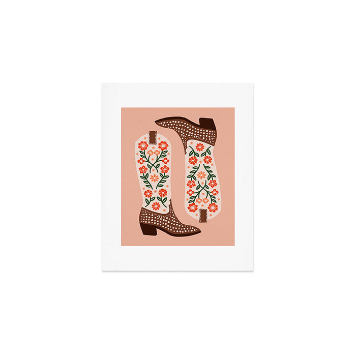 Cowgirl Boots - Orange and Green Art Print Gallery Image 1