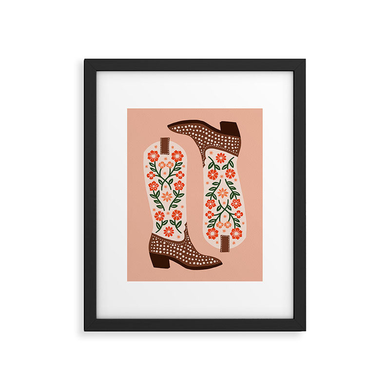 Cowgirl Boots - Orange and Green Framed Art Print Gallery Image 4