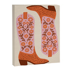 Cowgirl Boots - Pink and Orange Canvas Print Gallery Image 3