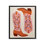 Cowgirl Boots - Pink and Orange Framed Canvas Print Gallery Image 6