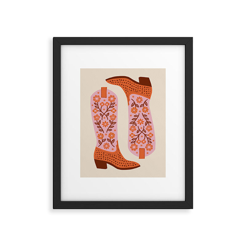 Cowgirl Boots - Pink and Orange Framed Art Print Gallery Image 5