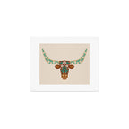 Floral Longhorn - Brown and Turquoise Art Print Gallery Image 1