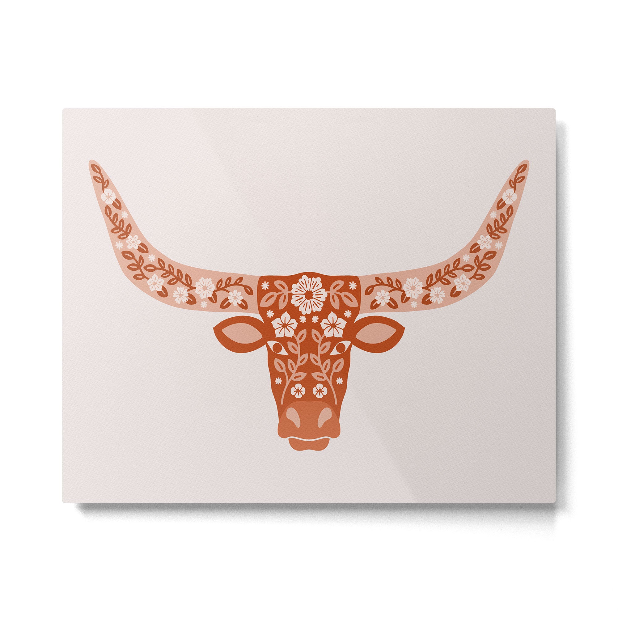 Floral Longhorn â Burnt Orange Metal Print Gallery Image 6