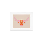 Floral Longhorn - Pink and Orange Art Print Gallery Image 1