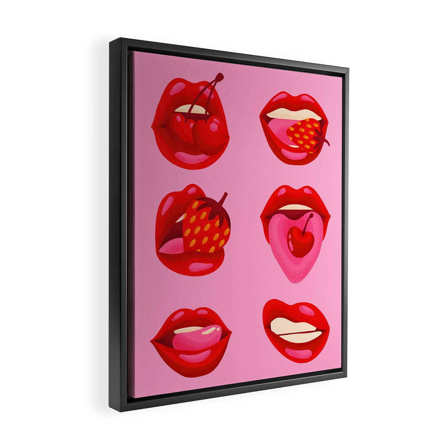 Fruity & Flirty on Light Pink Framed Canvas Print Gallery Image 2
