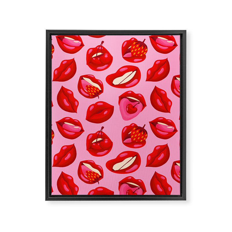 Fruity & Flirty Pattern on Light Pink Framed Canvas Print Gallery Image 8