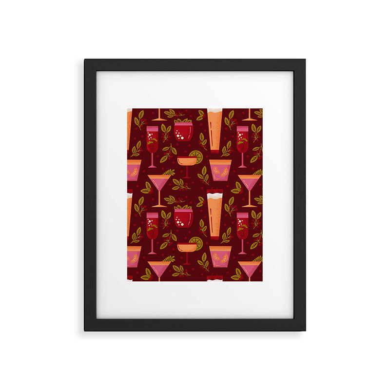 Holiday Drinks Pattern Framed Art Print Gallery Image 6
