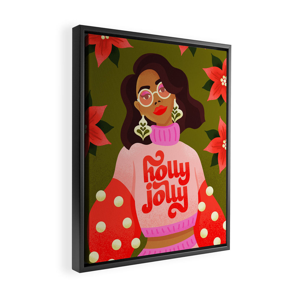 Holly Jolly Holiday Sweater Framed Canvas Print Gallery Image 2