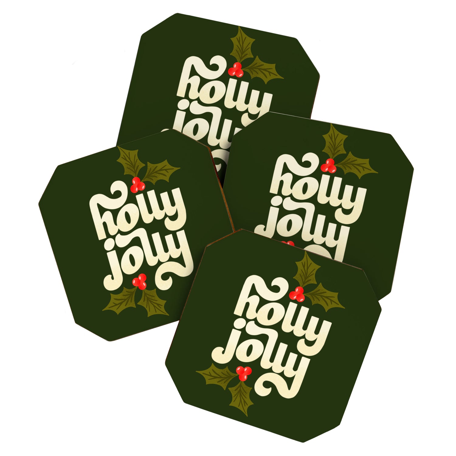 Holly Jolly Lettering Coaster Gallery Image 1
