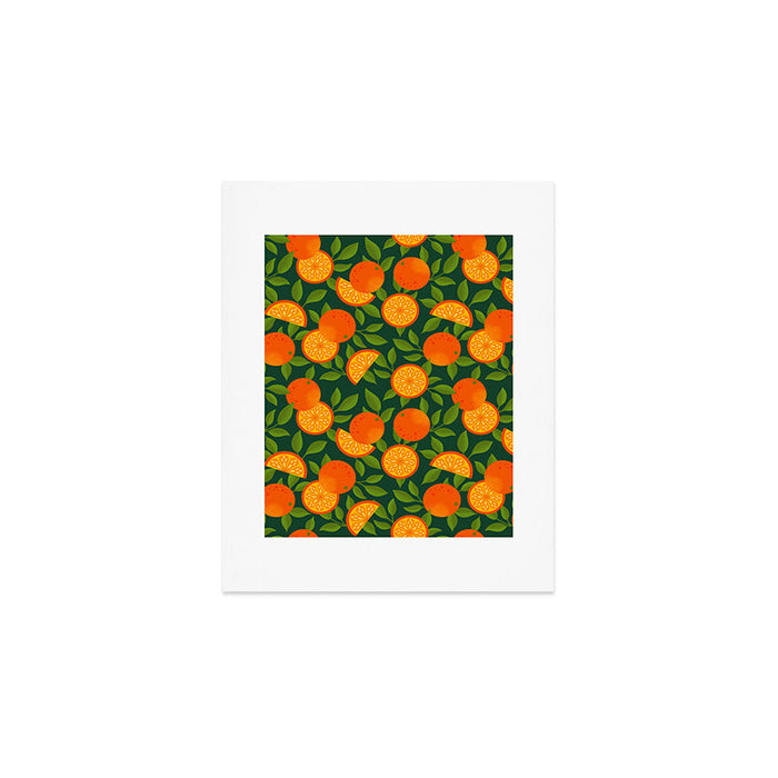 Orange Pattern on Dark Teal Art Print Gallery Image 1