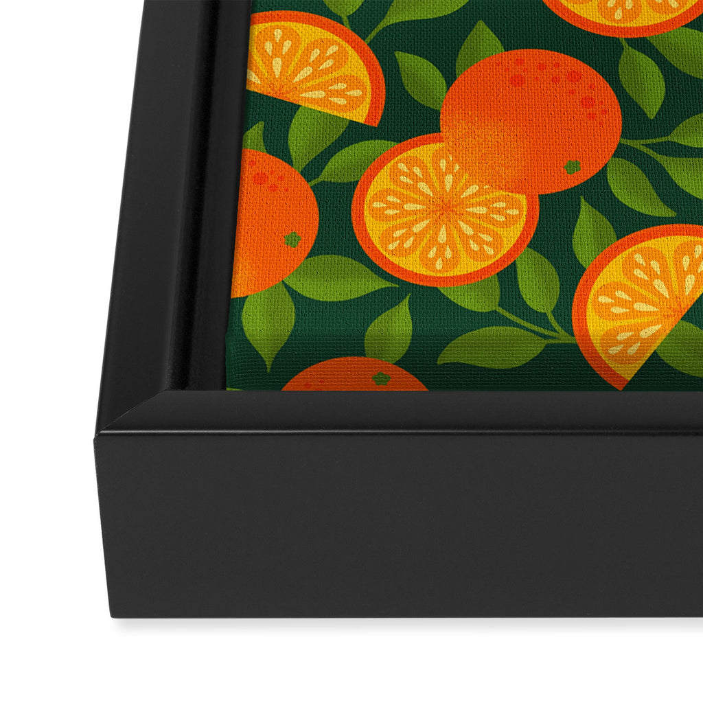 Orange Pattern on Dark Teal Framed Canvas Print Gallery Image 3