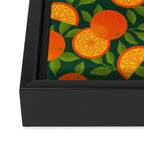 Orange Pattern on Dark Teal Framed Canvas Print Gallery Image 3