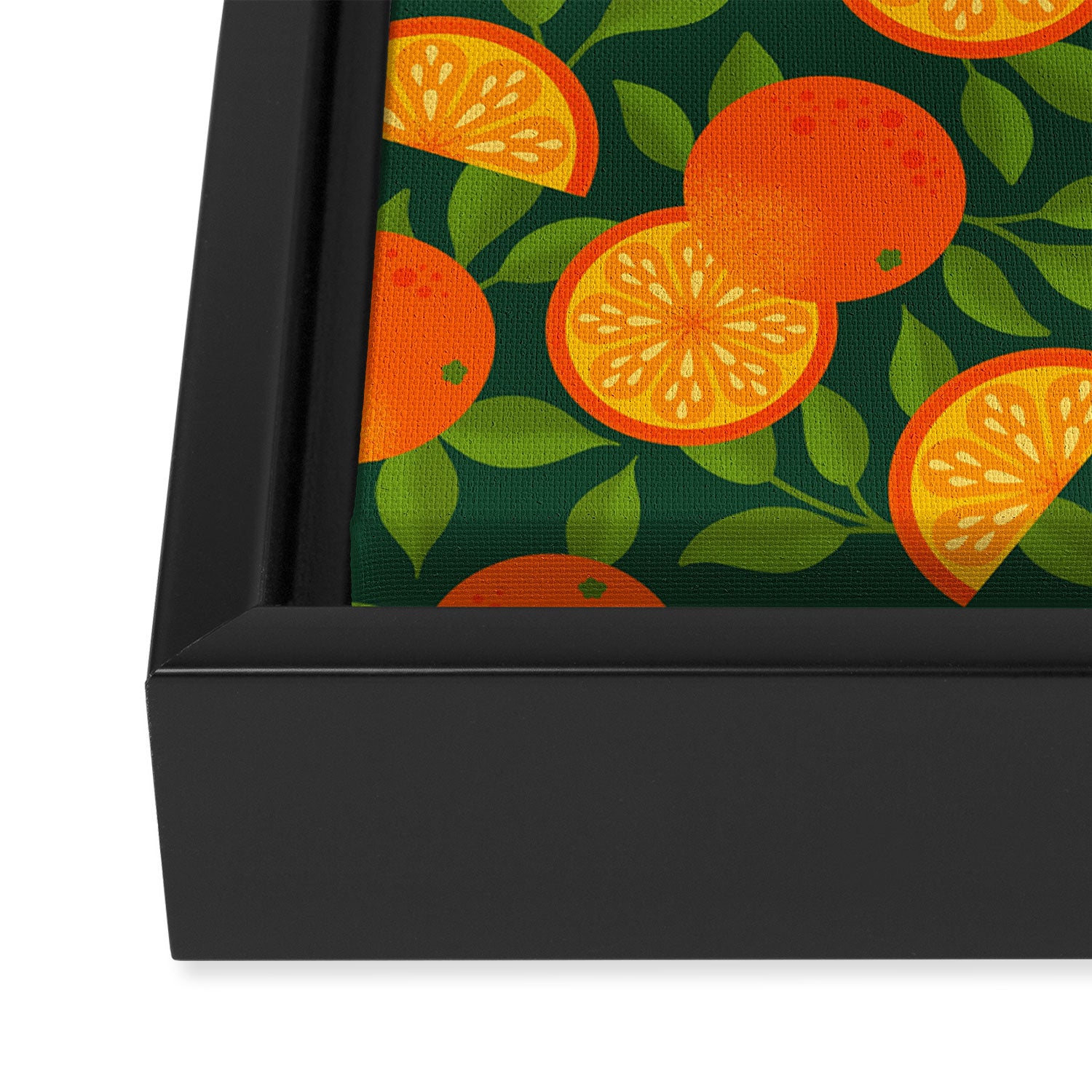 Orange Pattern on Dark Teal Framed Canvas Print Gallery Image 3