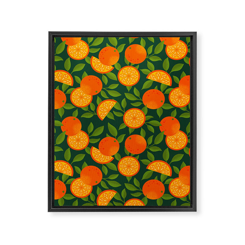 Orange Pattern on Dark Teal Framed Canvas Print Gallery Image 8