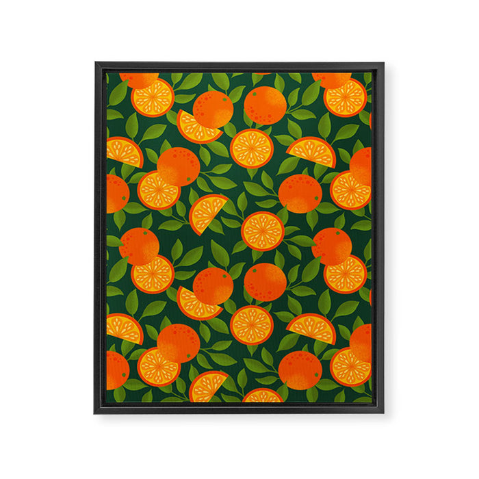 Orange Pattern on Dark Teal Framed Canvas Print Gallery Image 1