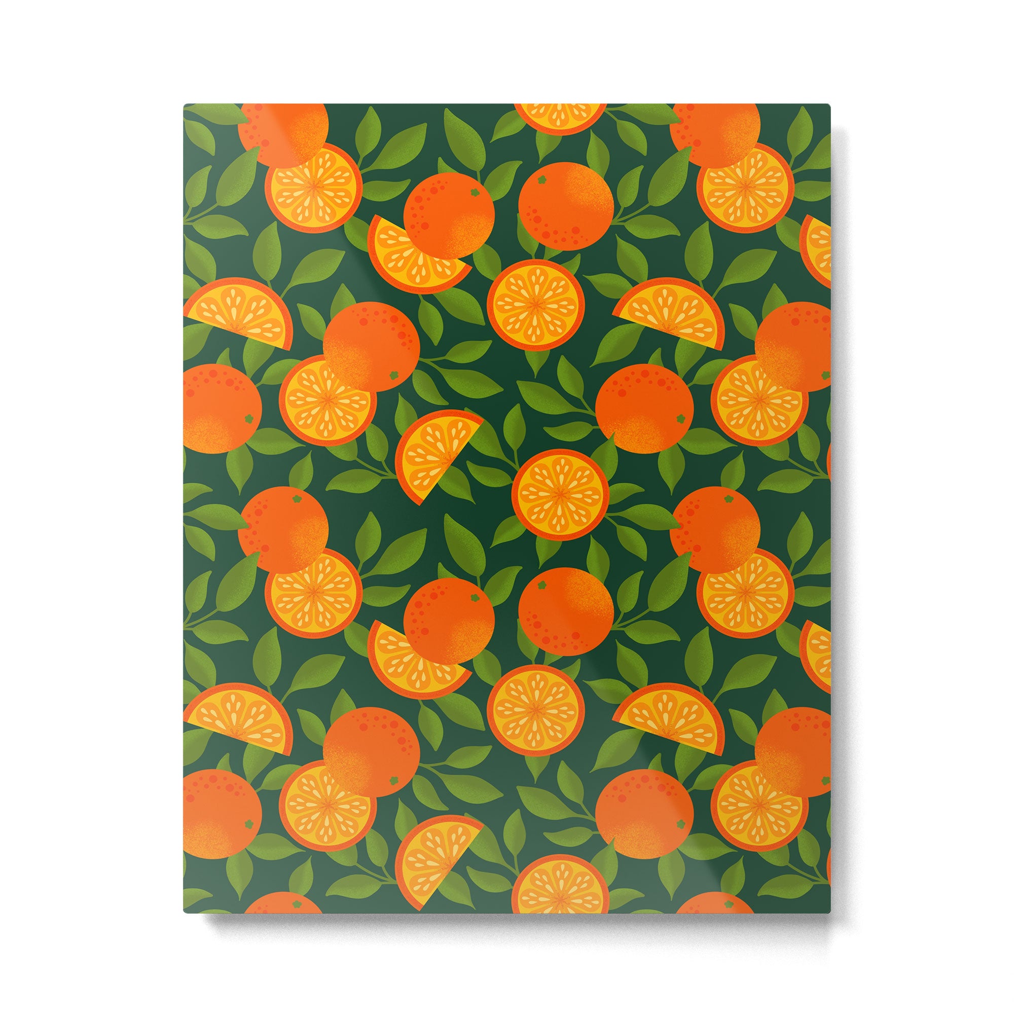 Orange Pattern on Dark Teal Metal Print Gallery Image 6