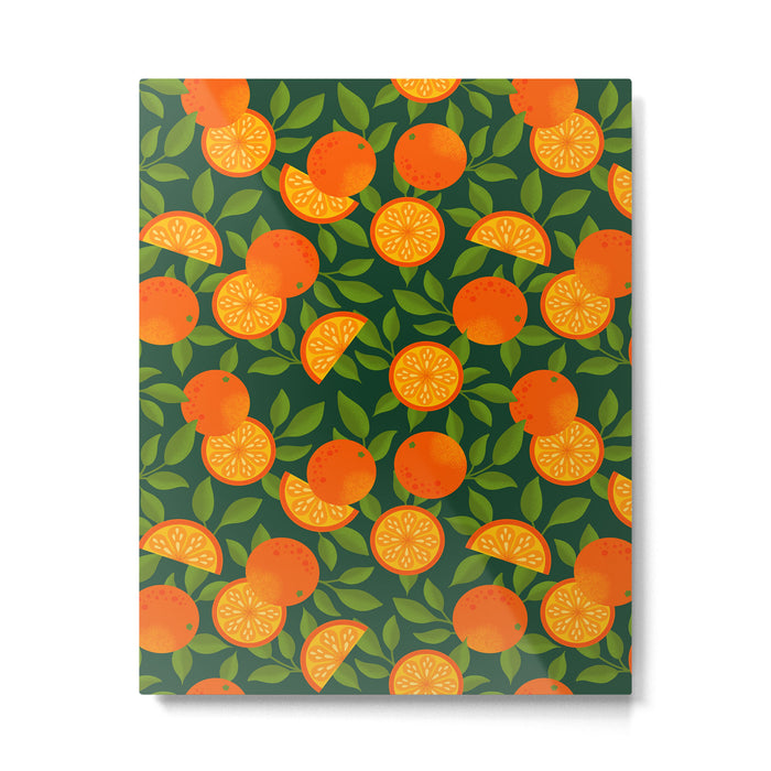 Orange Pattern on Dark Teal Metal Print Gallery Image 1