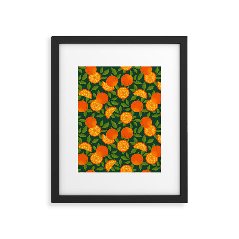 Orange Pattern on Dark Teal Framed Art Print Gallery Image 6