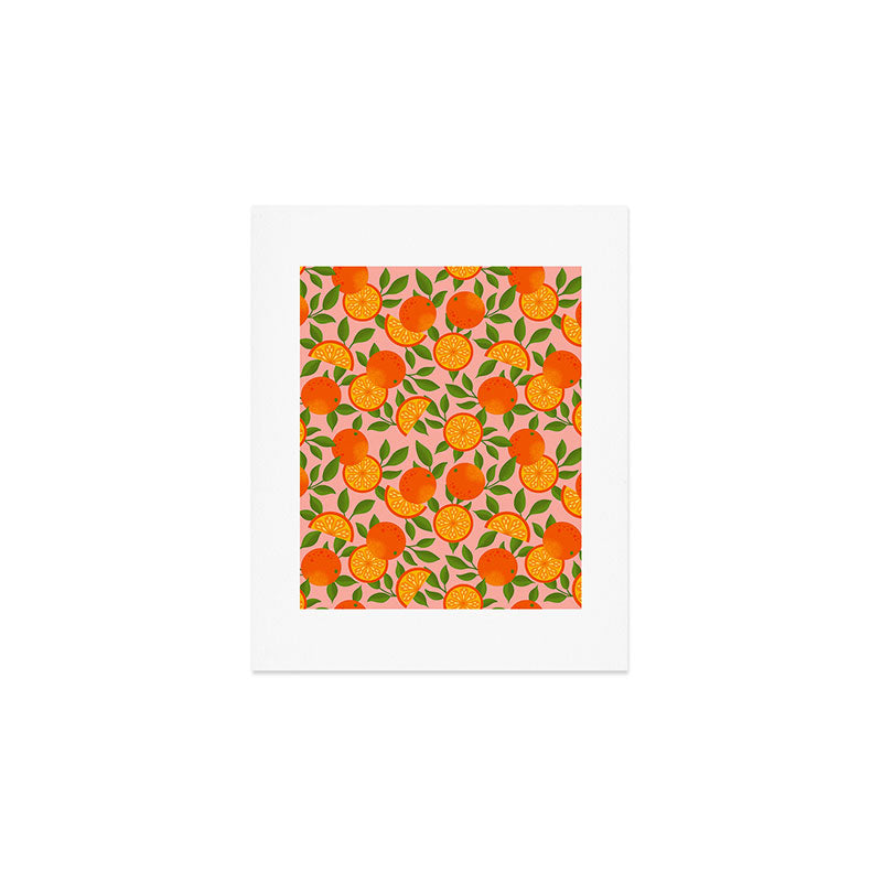 Orange Pattern on Pink Art Print Gallery Image 1