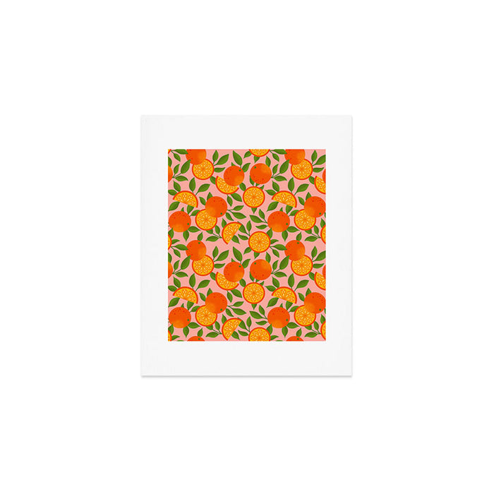 Orange Pattern on Pink Art Print Gallery Image 1