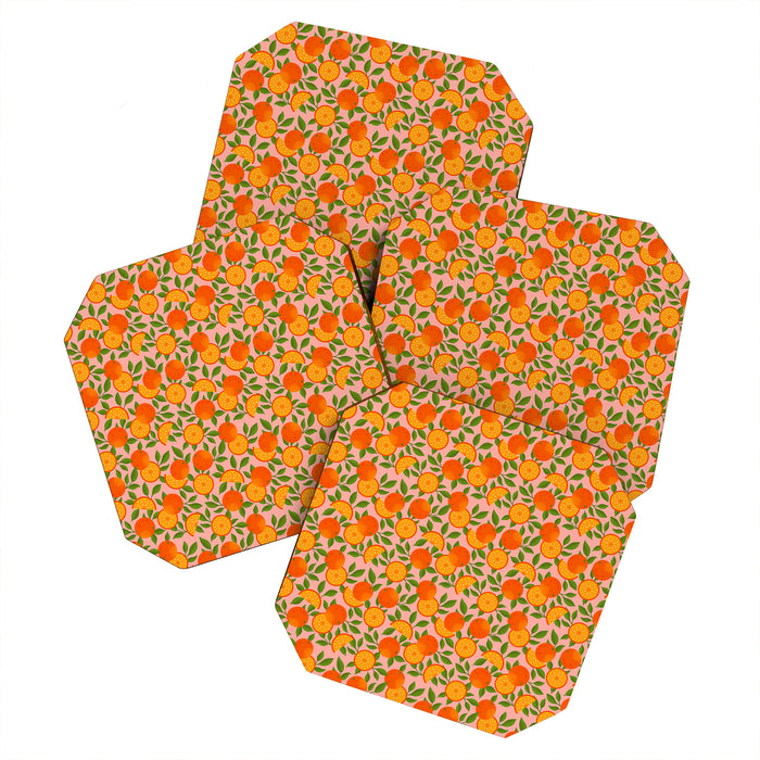 Orange Pattern on Pink Coaster Gallery Image 1
