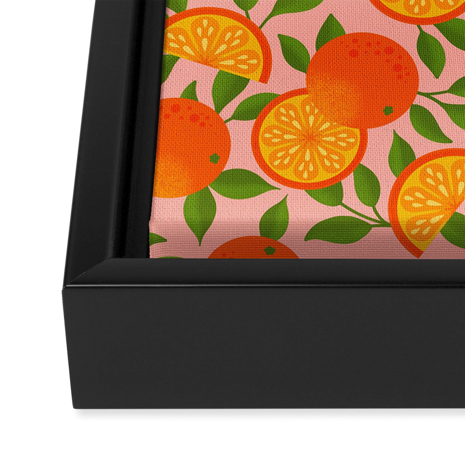 Orange Pattern on Pink Framed Canvas Print Gallery Image 3